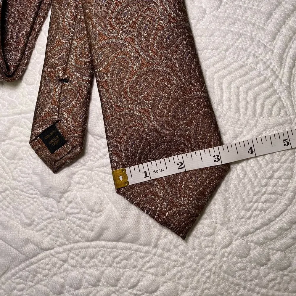 Jos A Bank Reserve Men's Brown Paisley Silk Neck Tie 60